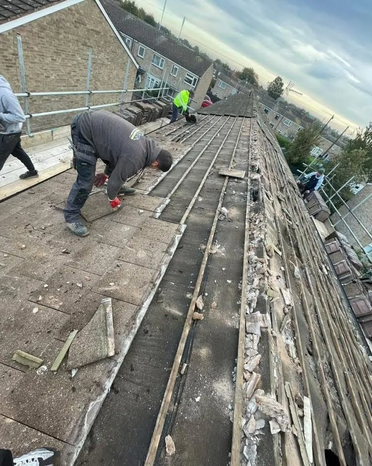 Roof strip and re-felt in progress in Carn Brea